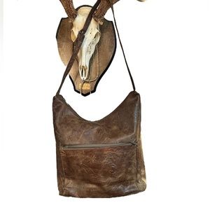 Genuine Leather Native American Embossed Hobo Satchel Shoulder Bag